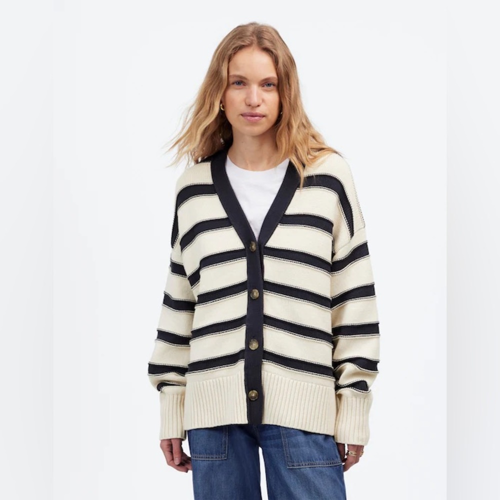 Madewell Women’s Oversized Cotton Cardigan in Stripe